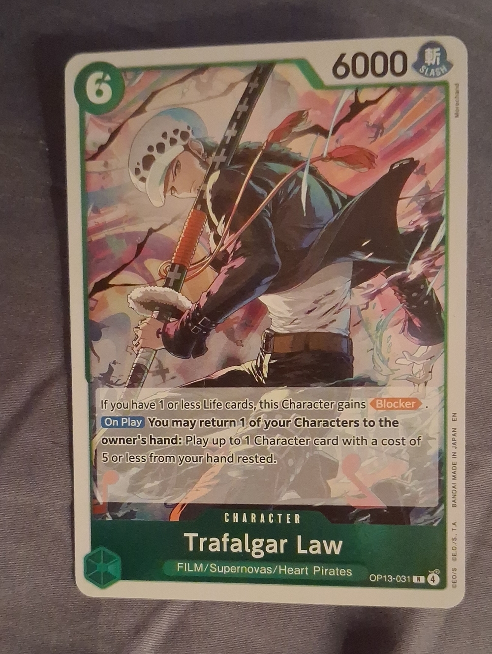 Onepiece Trafalgar Law Trading Card - Green, White, Black